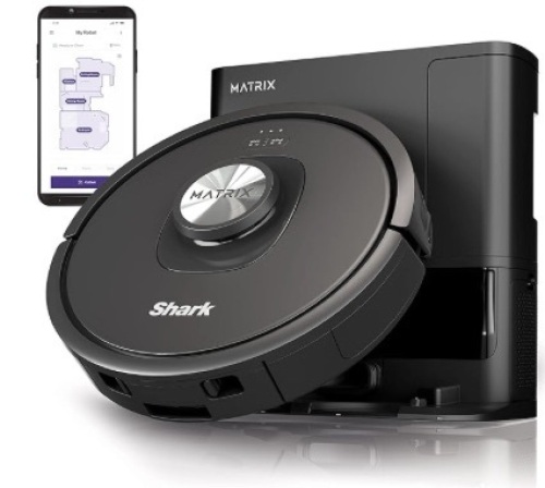 Shark RV2310AE Matrix Self-Emptying Robot Vacuum with Bagless, 45-Day Capacity, Self-Cleaning Brushroll for Pet Hair, No Spots Missed on Carpets & Hard Floors, Precision Home Mapping, Wi-Fi, Black - Lot 370