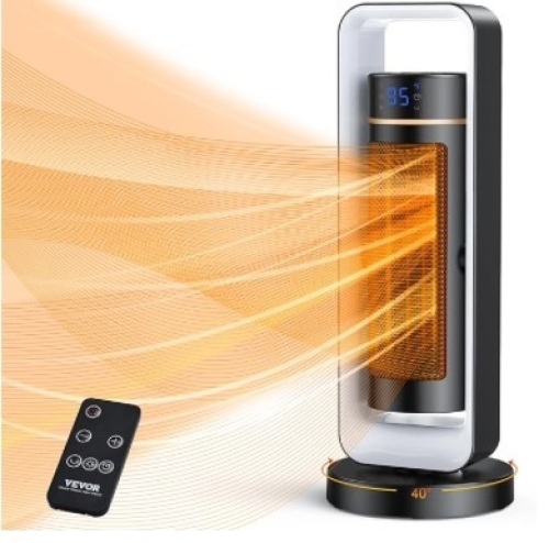 Electric Space Heater with Thermostat Remote Control, 1000W/1500W 2-Level Adjustable Quiet Ceramic Heater Fan, 20 in Tip-Over Shutdown Overheat Protection Small Heaters for Office Room Desk - Lot 374