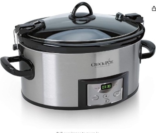 Crock-Pot 6 Quart Cook & Carry Programmable Slow Cooker with Digital Timer, Stainless Steel (CPSCVC60LL-S) - Lot 426