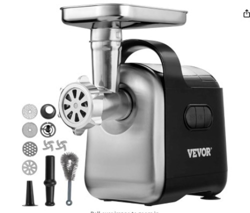 Electric Meat Grinder, 6.6 Lb/Min, 550W Industrial Meat Mincer with 2 Blade, 3 Grinding Plates, Sausage Maker & Kubbe Kit ABS + Stainless Steel Commercial Meat Grinder, ETL Listed - Lot 427