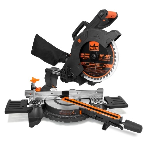 WEN MM1011T 15-Amp 10-Inch Single Bevel Compact Sliding Compound Miter Saw with Laser - Lot 470