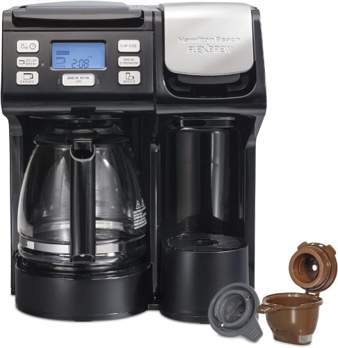 Hamilton Beach FlexBrew Trio 2-Way Coffee Maker, Compatible with K-Cup Pods or Grounds, Combination Single Serve & Full 12c Carafe, Removable Reservoir, Fast Brewing, Black (49902G)  - Lot 349