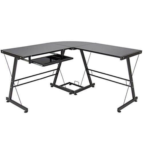 L-Shape Glass Top Computer Desk - Lot 31