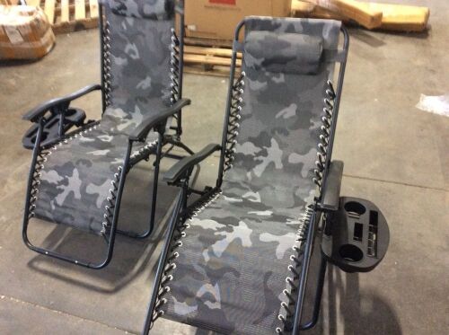 Set of 2 Adjustable Zero Gravity Patio Chair Recliners w/ Cup Holders - Lot 303