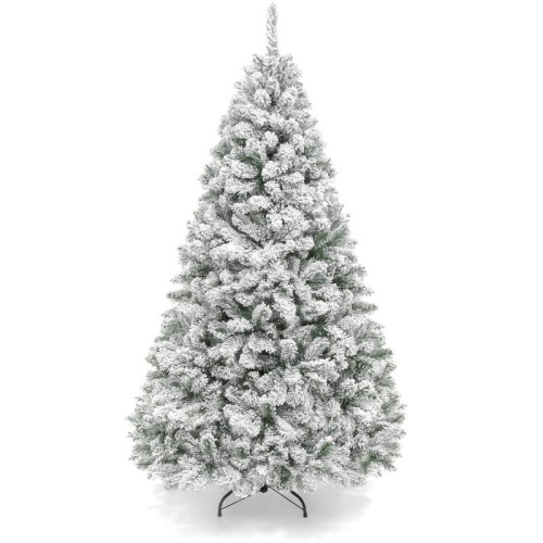 6' Premium Snow Flocked Artificial Pine Christmas Tree w/ Foldable Metal Base  - Lot 337a