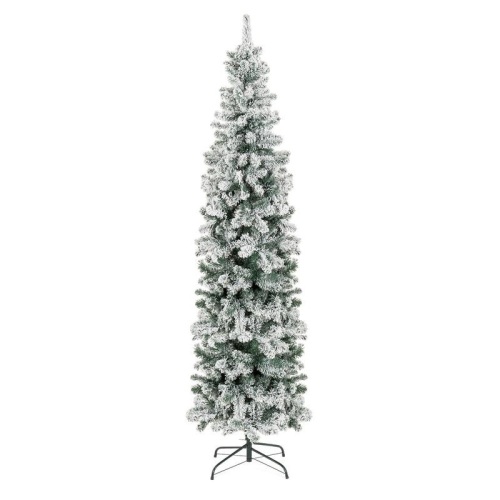 7.5' Snow Flocked Artificial Pencil Christmas Tree w/ Stand  - Lot 346
