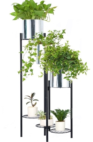 Iron Bucket Foldable Metal Plant Stand - Lot 600