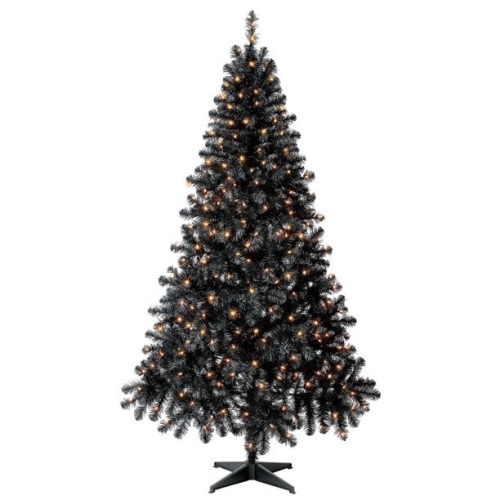 Holiday Time 6.5' Pre-Lit Madison Pine Black Artificial Christmas Tree w/ Clear Lights  - Lot 911