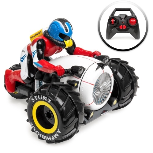 Lot of (2) Kids Amphibious Remote Control Stunt Motorcycle Toy - Lot 929