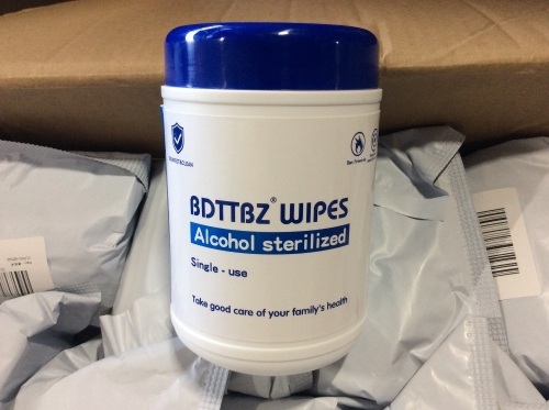 Lot of (80) BDTTBZ 75% Alcohol Wipes - Lot 1307