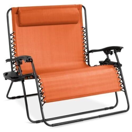 2-Person Double Wide Zero Gravity Chair Lounger w/ Cup Holders, Headrest - Lot 424
