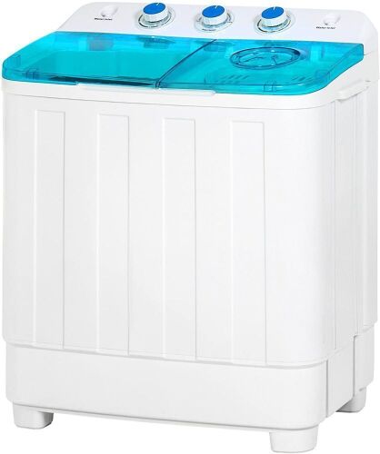 Portable Mini Twin Tub Compact Washing Machine and Dryer Combo, 18-Pound Load Capacity, w/ 15-Minute Timer, Drain Hose, Spin Dry Cycle - Lot 371