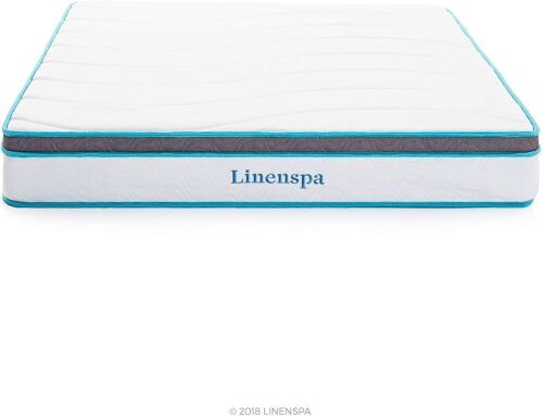 Linenspa 8 Inch Memory Foam and Innerspring Hybrid Medium-Firm Mattress, Full - Lot 372