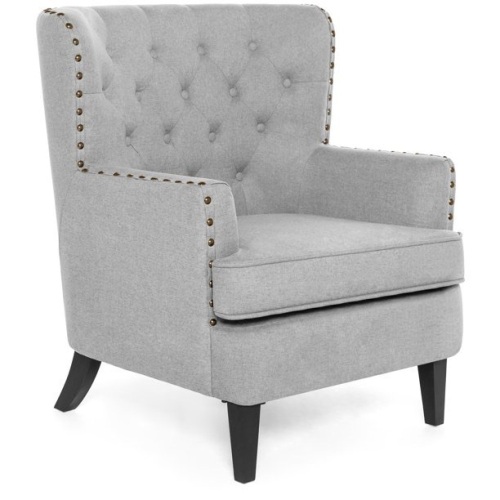 Modern Tufted Wingback Accent Chair w/ Nailhead Trim  - Lot 20