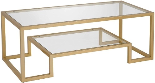 Henn&Hart Modern Geometric-Inspired Glass Coffee Table  - Lot 879