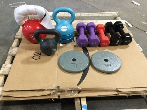 Lot of Dumbells, Kettlebells and Weight Plates - Lot 418