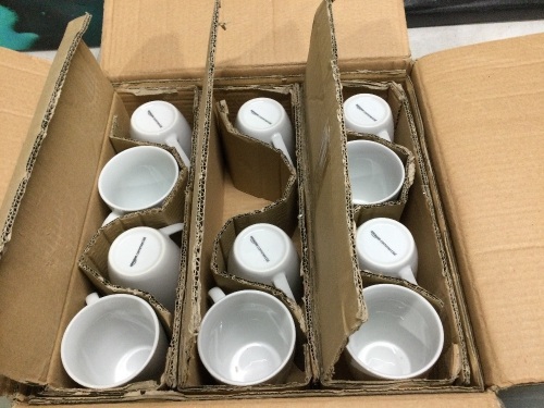 AmazonCommercial 12-Piece Porcelain, 12 Oz. Coffee Mug Set, Missing One Mug  - Lot 845