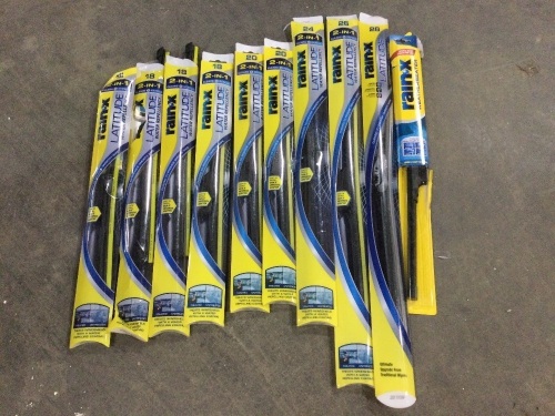 Lot of (10) RainX Windshield Wiper Blades, Multiple Sizes - Lot 1011