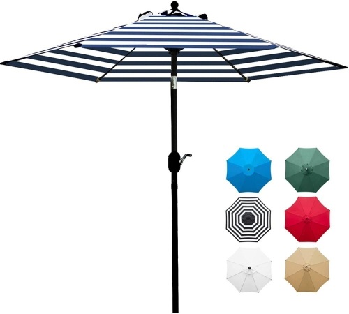 Sunnyglade 7.5' Patio Umbrella Outdoor Table Market Umbrella with Push Button Tilt/Crank, 6 Ribs  - Lot 388