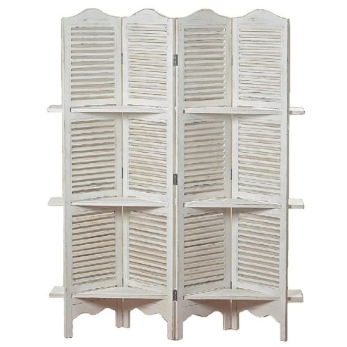 Stockbridge 4 Panel Room Divider with 3 Shelves and Louvered Shutters, 6'  - Lot 626