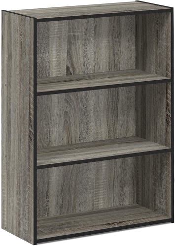 Furinno Pasir 3-Tier Open Shelf Bookcase, French Oak Grey  - Lot 1091