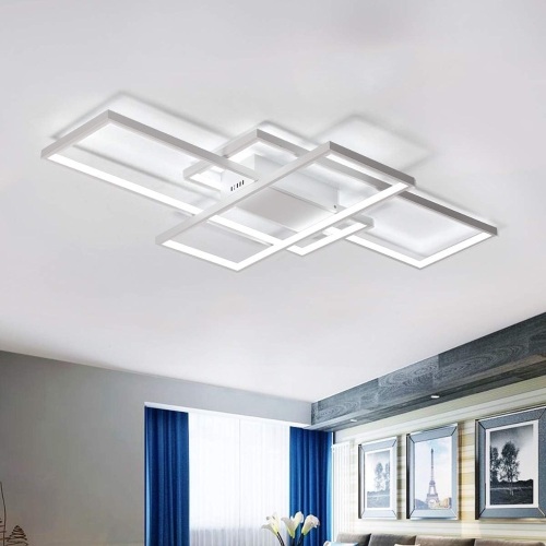Jaycomey Ceiling Light,Modern LED Ceiling Lamps with 3 Squares,75W Cool White Acrylic Flush Mount Ceiling Lights Fixtures for Kitchen Dining Living Room Study,6000K,White - Lot 1220