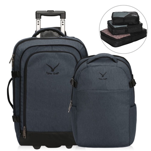 Hynes Eagle 2 in 1 Travel Backpack 22'' Carry on Luggage 2 Wheel - Lot 1508