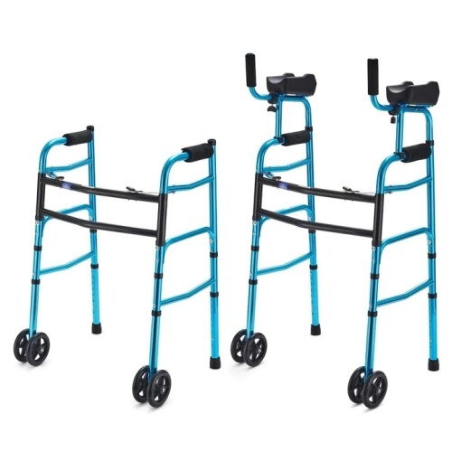 GREENCHIEF FOLDING STANDARD WALKER WITH ARMREST, 2 IN 1 NARROW WALKER FOR SENIOR FOLDING WALKER WITH 4 WHEELS HEAVY DUTY 500LB FOLDABLE WALKING MOBILITY AID - Lot 1514