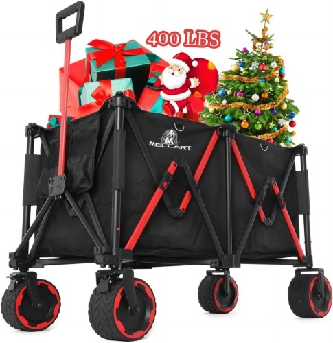 Collapsible Wagon Cart, Wagons Carts Heavy Duty Foldable, Wagons Carts Foldable, 200L 400lbs Large Beach Wagon for Sand, Folding Wagon Adjustable Handle, Beach Cart Wagon Big Wheels for Sand. - Lot 1520