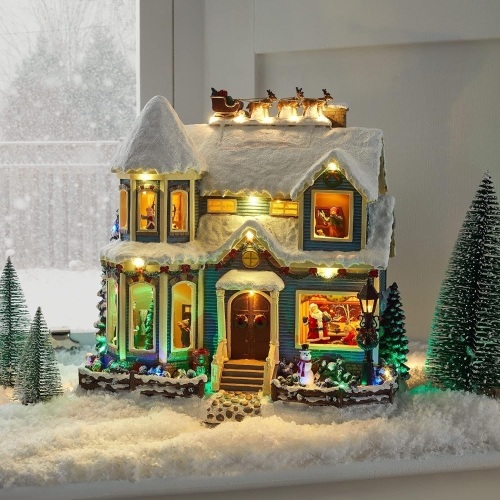 Lights4fun, Inc. Christmas Village House Pre-Lit Multicolored LED Light Up Holiday Decoration - Lot 1524