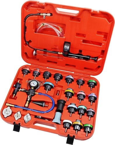 JIFETOR Cooling System Vacuum Purge Radiator Coolant Refill Tool Kit Universal Automotive Water Tank Pneumatic Vacuum Antifreeze Change Filler Set with Adapter Case Hose for Car SUV Truck - Lot 1719
