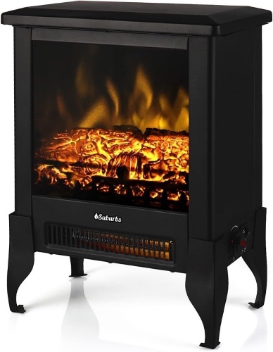 TURBRO Suburbs TS17 Compact Electric Fireplace Stove, 18” Freestanding Stove Heater with Realistic Flame - CSA Certified - Overheating Safety Protection - for Small Spaces - 1400W - Lot 1714