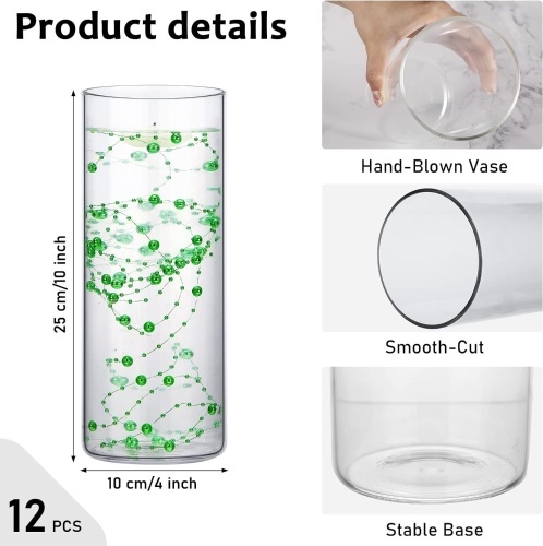 8 Pack Glass Cylinder Vases Clear Flower Vase 10 Inches Tall Floating Candle Holders Centerpiece Vases for Table Home Wedding Decorations Formal Dinners - Lot 1711