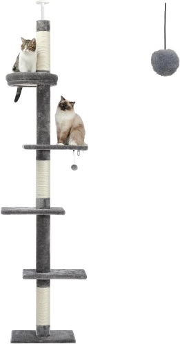 PETEPELA Cat Tower 5-Tier Floor to Ceiling Cat Tree - Lot 1726