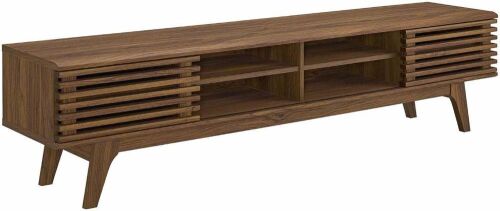 Modway Render 70" Mid-Century Modern Low Profile Media Console TV Stand, 70 Inch, Walnut  - Lot 98