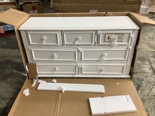 Jenna 7-Drawer White Dresser - For Repair   - Lot 150