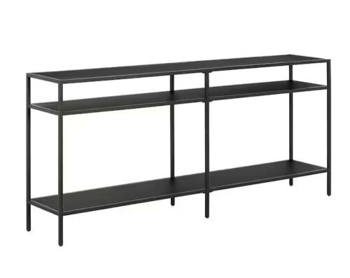 Sivil 64 in. Blackened Bronze Rectangle Metal Console Table with Metal Shelves  - Lot 180