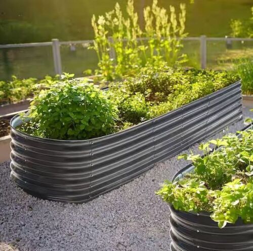 8 ft. x 2 ft. x 1.4 ft. Galvanized Raised Garden Bed 9-in-1 Planter Box Outdoor, Dark Gray - Lot 200