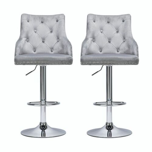 High Back Swivel Velvet Bar Stools, Set of 2  - Lot 220