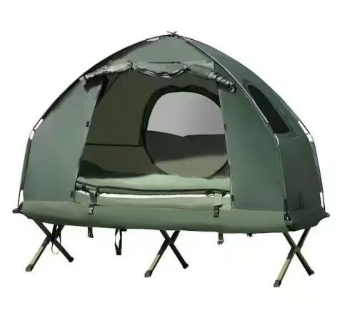 1-Person Metal Folding Camping Tent with Sleeping Bag and Air Mattress   - Lot 350