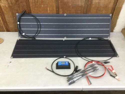 Lot of (2) Flexible Solar Panels with Wires & Controllers  - Lot 352