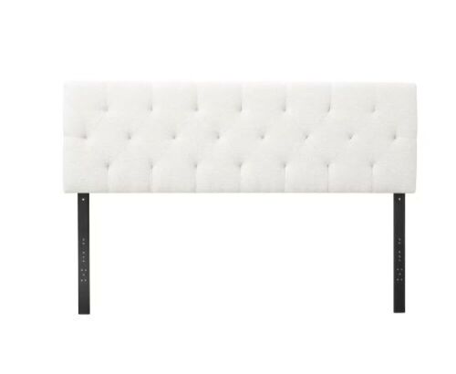Brookside Kaylee Adjustable Ivory Queen Upholstered Low Profile Headboard with Diamond Tufting  - Lot 356