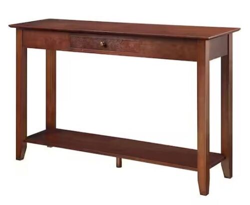 American Heritage 48 in. Espresso Standard Rectangle Wood Console Table with Drawers  - Lot 366