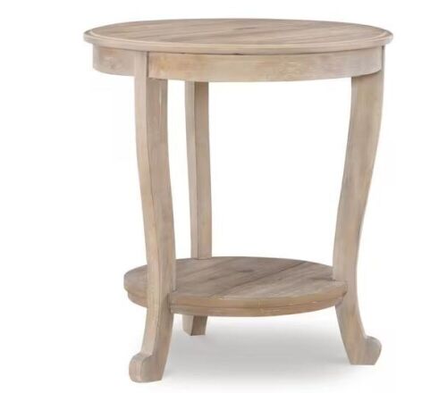 Powell Company Whither Natural Wood 22" Round x 24"H Side Table with Shelf  - Lot 371