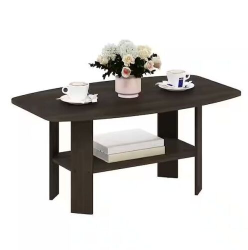 Furrino Simple 36 in. Dark Brown Medium Rectangle Wood Coffee Table with Shelf  - Lot 382