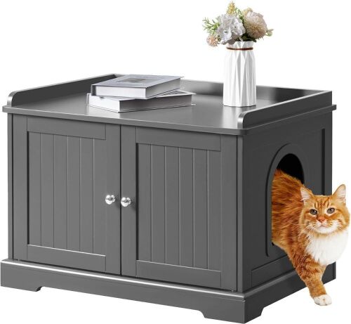 BigRab Cat Litter Box Enclosure with Removable Divider - Lot 405