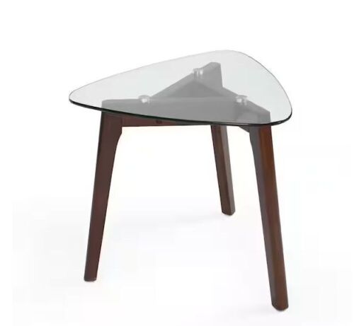 Noble House Fircrest 23.25 in. Walnut Triangle Glass End Table  - Lot 416