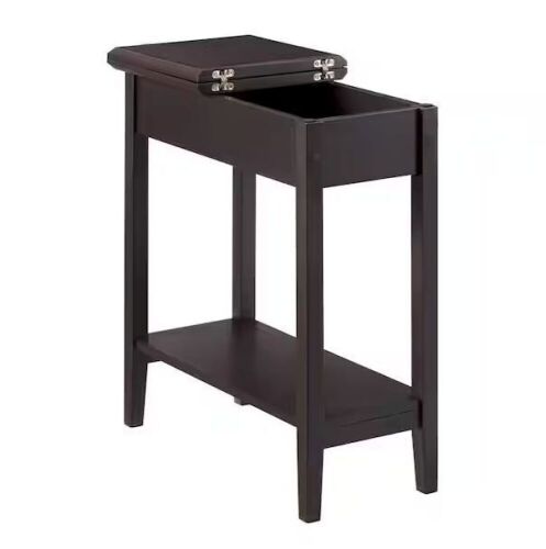 Espresso Narrow Flip Top End Table with Storage - Lot 464