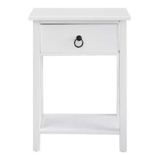 1-Drawer Wooden End Table with Storage Shelf   - Lot 474