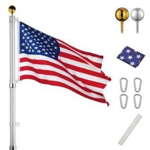 Yescom 30 Ft Telescopic 16 Gauge Aluminum Flag Pole Kit  - Lot 493
